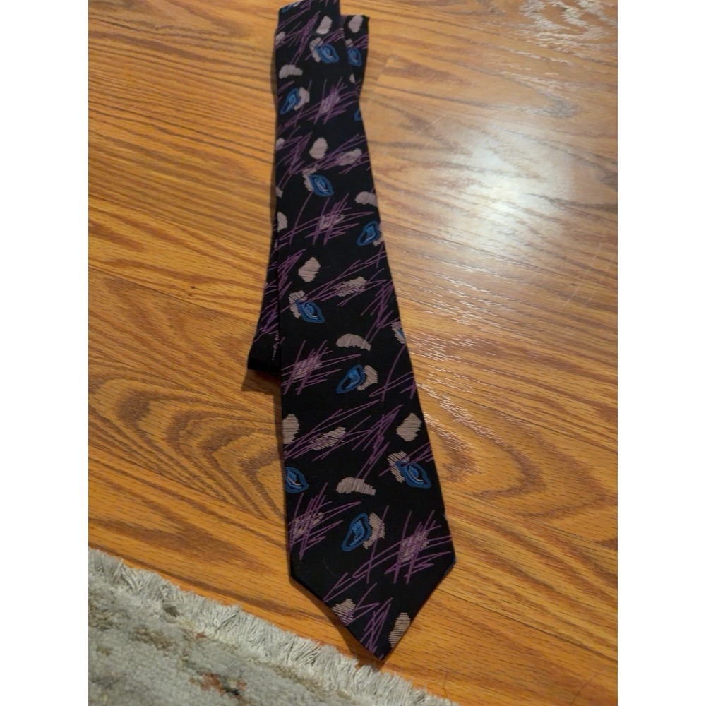 Vintage Adolfo Couture 100% Silk Abstract Geometric Necktie
